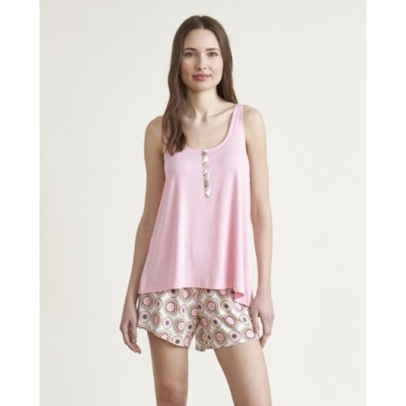 Pijama de mujer punto sin mangas combinado Pijama de mujer punto sin mangas combinado