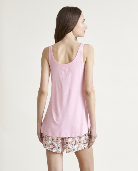 Pijama de mujer punto sin mangas combinado Pijama de mujer punto sin mangas combinado