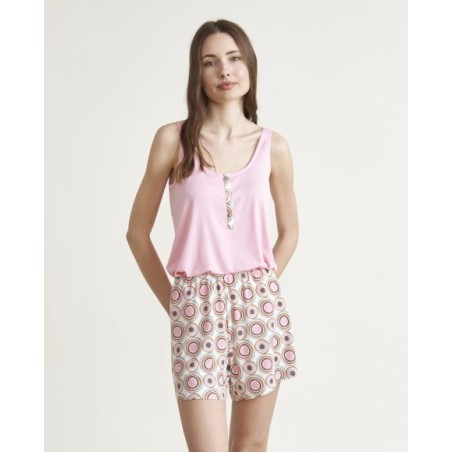 Pijama de mujer punto sin mangas combinado Pijama de mujer punto sin mangas combinado