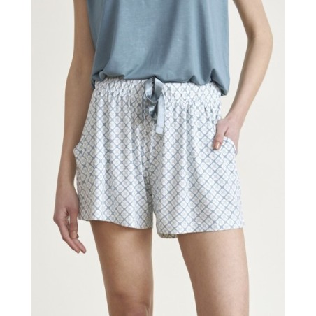 Pijama de mujer punto manga corta combinado en azul Pijama de mujer punto manga corta combinado en azul