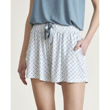 Pijama de mujer punto manga corta combinado en azul Pijama de mujer punto manga corta combinado en azul