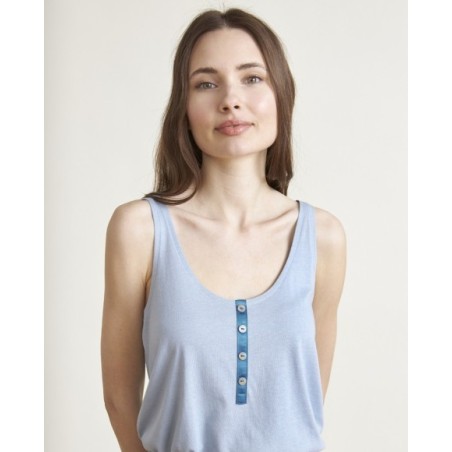 Pijama de mujer punto tirantes combinado en azúl Pijama de mujer punto tirantes combinado en azúl
