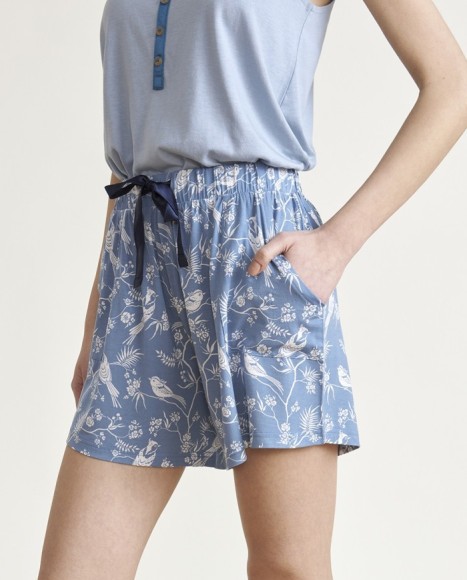 Pijama de mujer punto tirantes combinado en azúl Pijama de mujer punto tirantes combinado en azúl
