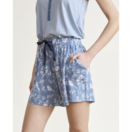 Pijama de mujer punto tirantes combinado en azúl Pijama de mujer punto tirantes combinado en azúl