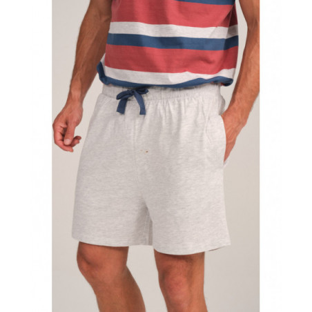Pijama hombre gris con rayas y cuello en V Pijama hombre gris con rayas y cuello en V