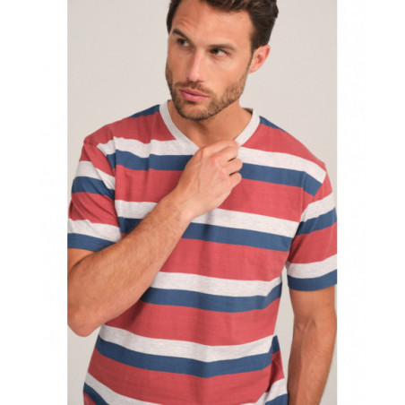 Pijama hombre gris con rayas y cuello en V Pijama hombre gris con rayas y cuello en V