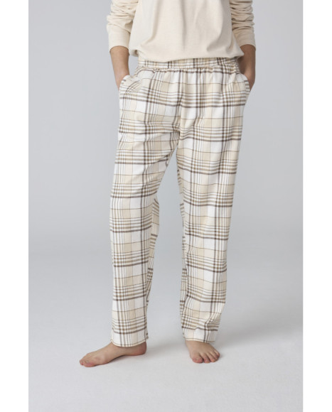 Pijama mujer con pantalón de cuadros y camiseta abotonada Pijama mujer con pantalón de cuadros y camiseta abotonada