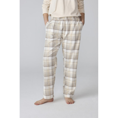Pijama mujer con pantalón de cuadros y camiseta abotonada Pijama mujer con pantalón de cuadros y camiseta abotonada