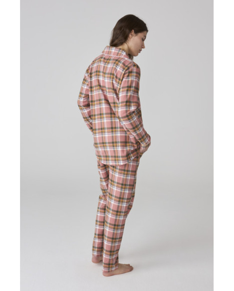 Conjunto de pijama para mujer en rosa con estampado de cuadros Conjunto de pijama para mujer en rosa con estampado de cuadros