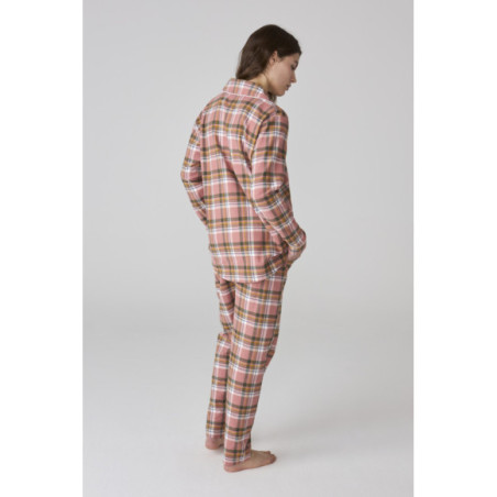 Conjunto de pijama para mujer en rosa con estampado de cuadros Conjunto de pijama para mujer en rosa con estampado de cuadros