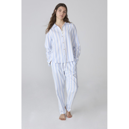 Conjunto de pijama de mujer a rayas azul y blanco, estilo clásico Conjunto de pijama de mujer a rayas azul y blanco, estilo clásico