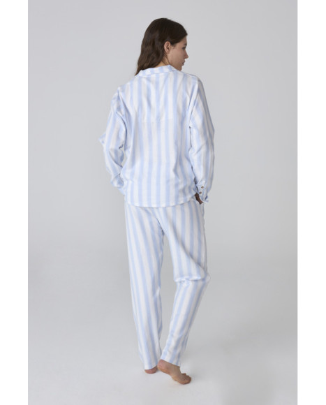 Conjunto de pijama de mujer a rayas azul y blanco, estilo clásico Conjunto de pijama de mujer a rayas azul y blanco, estilo clásico