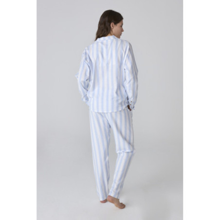 Conjunto de pijama de mujer a rayas azul y blanco, estilo clásico Conjunto de pijama de mujer a rayas azul y blanco, estilo clásico