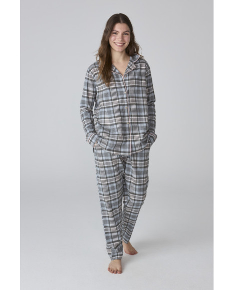 Pijama de mujer de franela con estampado de cuadros Pijama de mujer de franela con estampado de cuadros