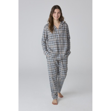 Pijama de mujer de franela con estampado de cuadros Pijama de mujer de franela con estampado de cuadros