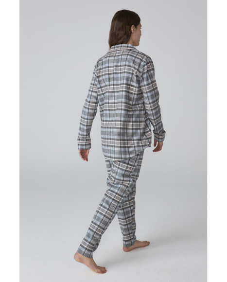 Pijama de mujer de franela con estampado de cuadros Pijama de mujer de franela con estampado de cuadros