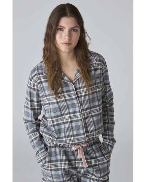 Pijama de mujer de franela con estampado de cuadros Pijama de mujer de franela con estampado de cuadros