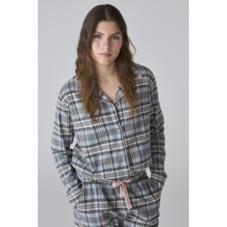 Pijama de mujer de franela con estampado de cuadros Pijama de mujer de franela con estampado de cuadros