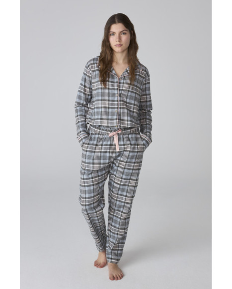 Pijama de mujer de franela con estampado de cuadros Pijama de mujer de franela con estampado de cuadros