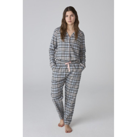 Pijama de mujer de franela con estampado de cuadros Pijama de mujer de franela con estampado de cuadros