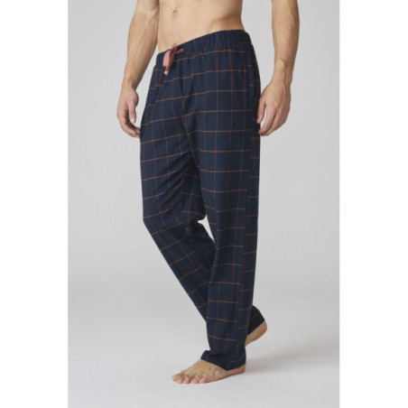 Pijama largo para hombre con camiseta coral y pantalón a cuadros Pijama largo para hombre con camiseta coral y pantalón a cuadros