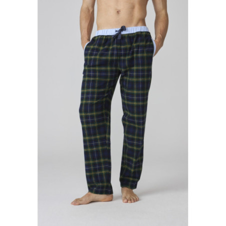 Pijama para hombre de franela con estampado de cuadros y bolsillos Pijama para hombre de franela con estampado de cuadros y bolsillos