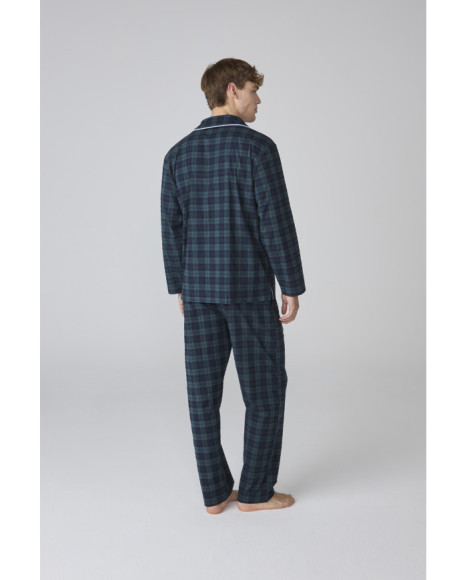 Set de pijama para hombre de cuadros marinos con vivos en contraste Set de pijama para hombre de cuadros marinos con vivos en contraste