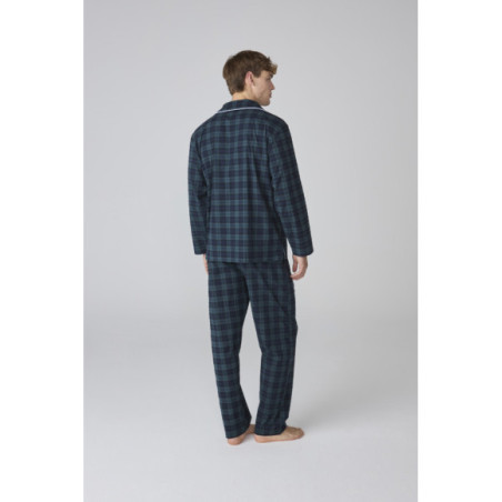 Set de pijama para hombre de cuadros marinos con vivos en contraste Set de pijama para hombre de cuadros marinos con vivos en contraste