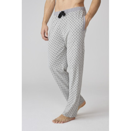 Set de pijama para hombre en azul marino con pantalón gris de lunares Set de pijama para hombre en azul marino con pantalón gris de lunares