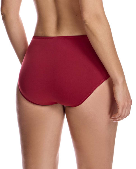 Braga de bikini para mujer clásica tipo faja con refuerzo delante en color burdeos Braga de bikini para mujer clásica tipo faja con refuerzo delante en color burdeos
