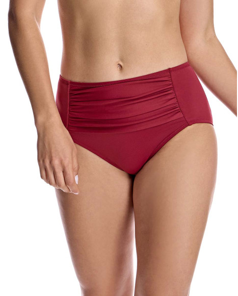 Braga de bikini para mujer clásica tipo faja con refuerzo delante en color burdeos Braga de bikini para mujer clásica tipo faja con refuerzo delante en color burdeos